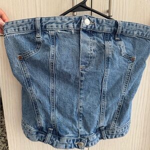 Zara Blue Women's Denim Corset Top